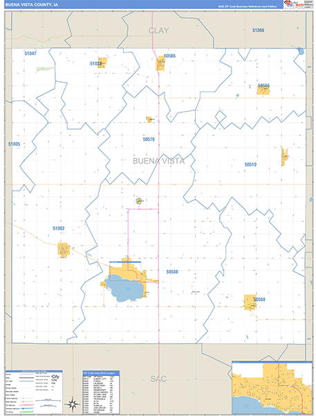 Buena Vista County, IA Carrier Route Wall Map